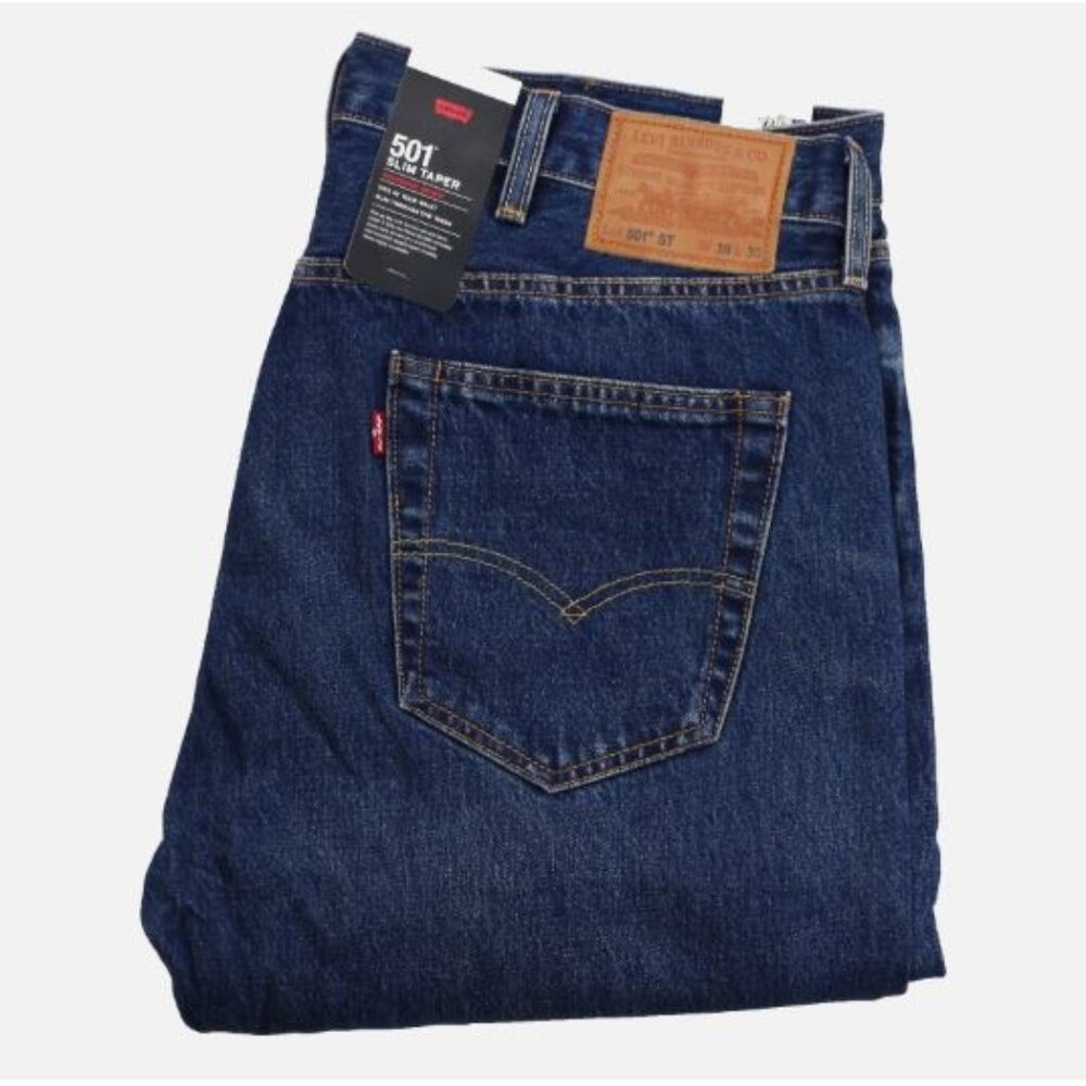 Levi's W38 L30 Premium 501 Slim Taper Fit Selvedge Men's Jeans Dark 100% Cotton